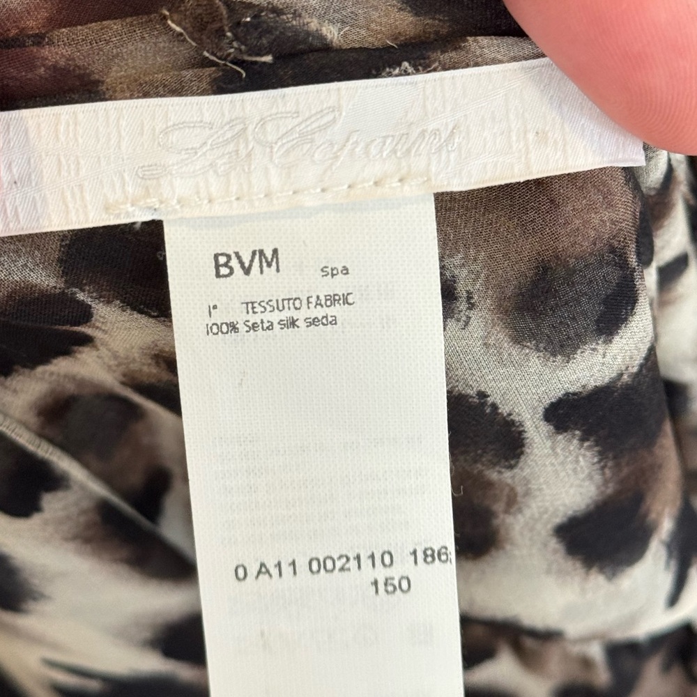 LES COPAINS Silk Cheetah Animal Print Button Down Blouse Size M - Picture 5 of 5
